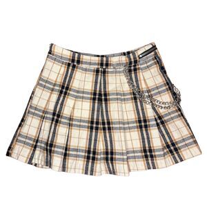 Forever 21 Plaid Pleated Mini Skirt with Chain Detail Alt Punk
